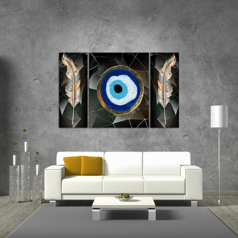 تابلو شاسی بکلیت طرح چشم نظر و پر مدل SH-459 مجموعه 3 عددی