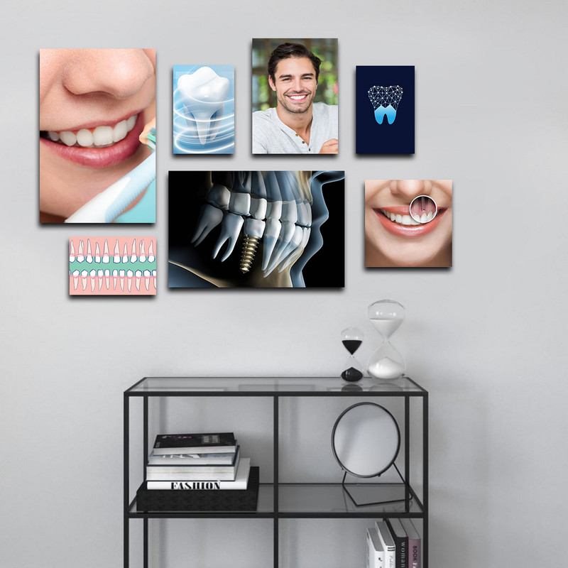 تابلو شاسی بکلیت طرح لبخند و ایمپلنت دندان مدل SH-1579 مجموعه 7 عددی