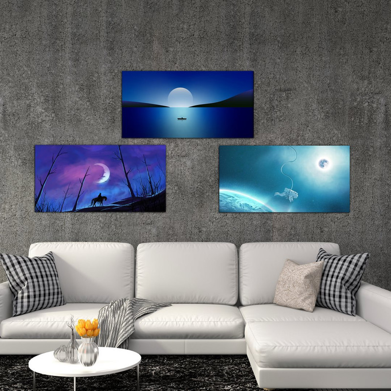 تابلو شاسی بکلیت طرح منظره دیدنی ماه مدل SH-434 مجموعه 3 عددی