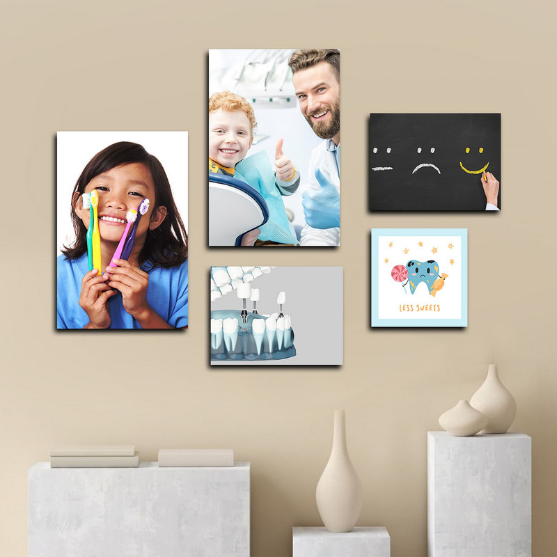 تابلو شاسی بکلیت طرح بهداشت دندان و دندانپزشکی مدل SH-1578 مجموعه 5 عددی