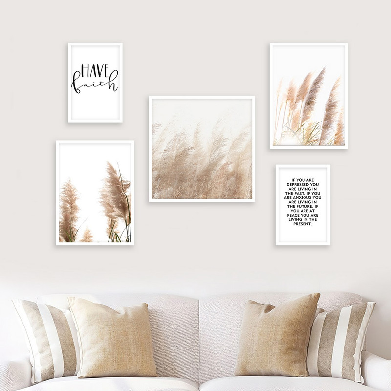 تابلو بکلیت مدل طرح جمله انگیزشی و گل نی W-1008  مجموعه 5 عددی