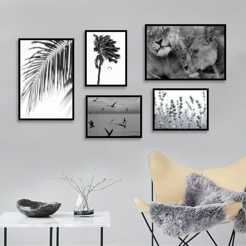 تابلو بکلیت مدل طرح دریا و درخت و شیر B-997  مجموعه 5 عددی