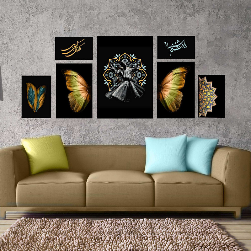 تابلو شاسی بکلیت طرح مدرن سماع و پروانه مدل SH-1529 مجموعه 7 عددی