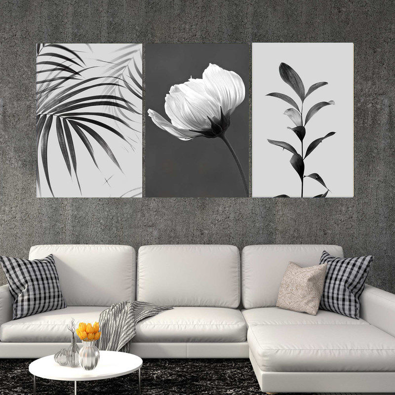 تابلو شاسی بکلیت طرح مدرن گل و برگ مدل SH-1526 مجموعه 3 عددی