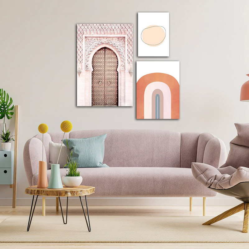 تابلو شاسی بکلیت طرح دکوراتیو نقاشی مینیمال مدل SH-854 مجموعه 3 عددی