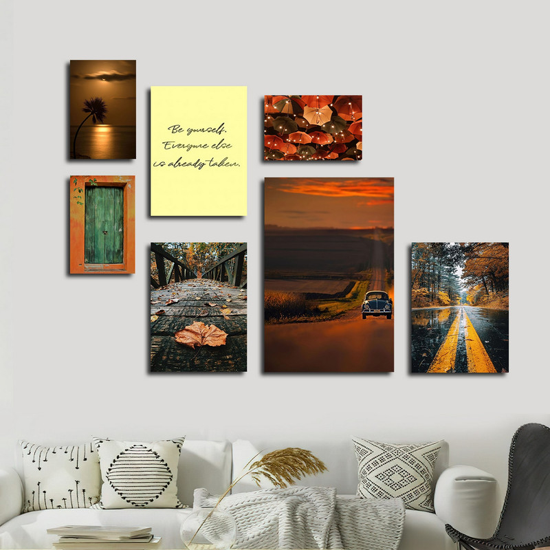 تابلو شاسی بکلیت طرح مدرن جمله انگیزشی و طبیعت مدل SH-1641 مجموعه 7 عددی