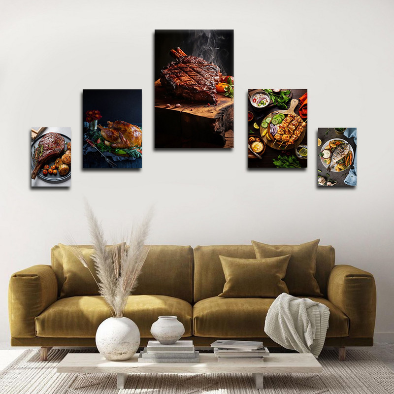 تابلو شاسی بکلیت طرح مدرن رستوران و استیک گوشت مدل SH-1617 مجموعه 5 عددی