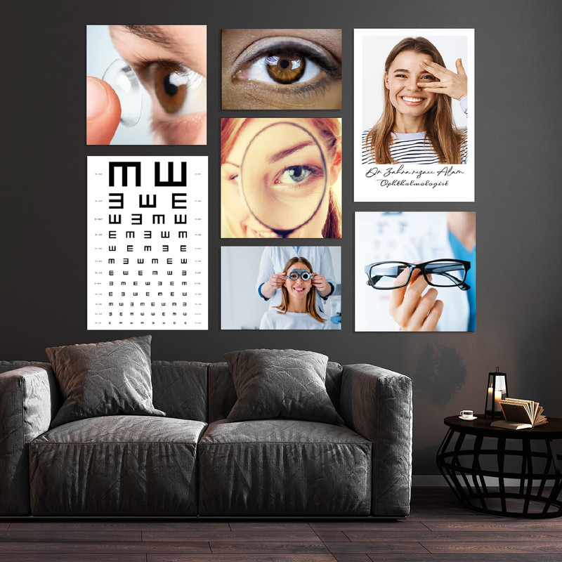 تابلو شاسی بکلیت طرح چشم پزشکی و بینایی سنجی مدل SH-1522 مجموعه 7 عددی