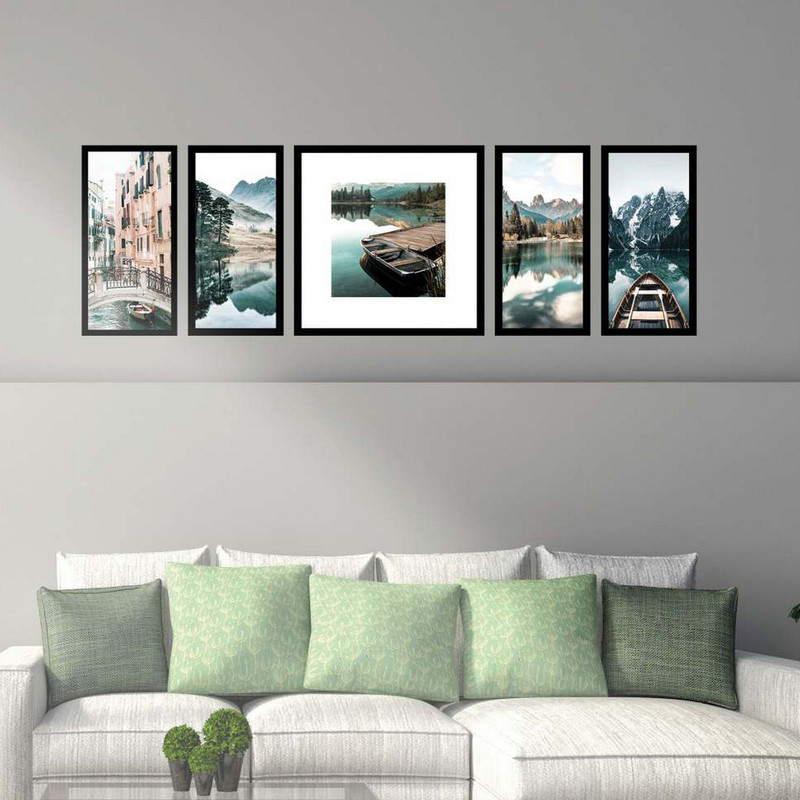 تابلو بکلیت طرح مدرن منظره دریا و قایق مدل B-1921 مجموعه 5 عددی