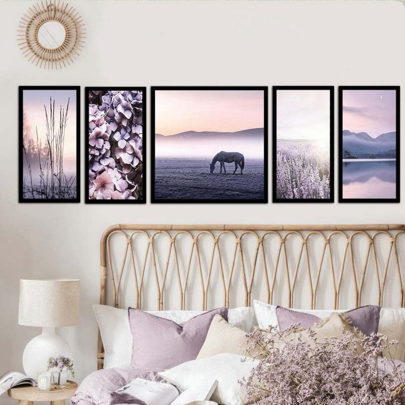 تابلو بکلیت طرح مدرن طبیعت و اسب مدل B-1915 مجموعه 5 عددی