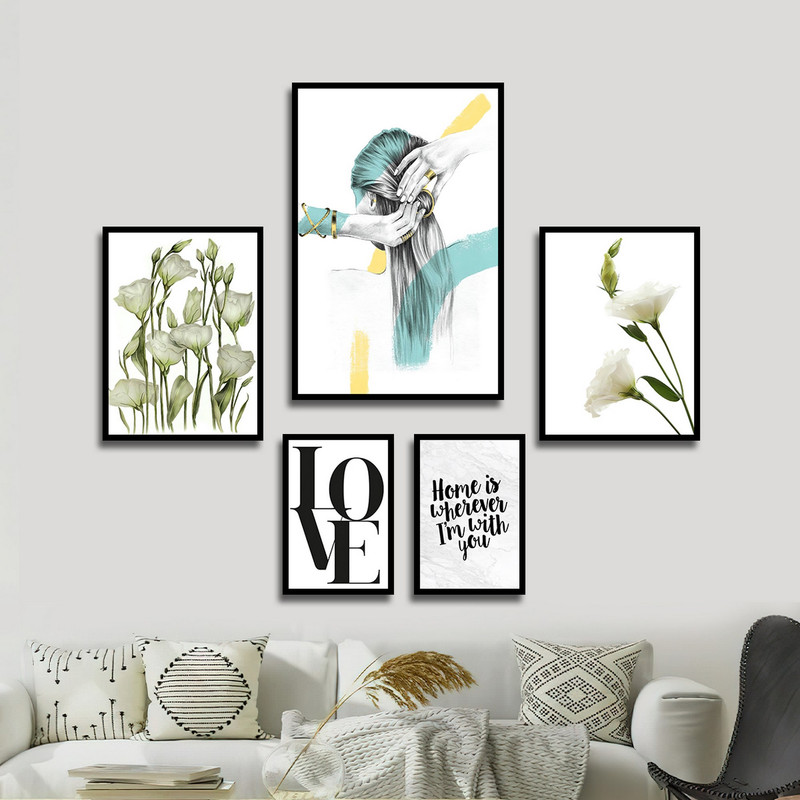 تابلو بکلیت طرح مدرن جمله انگیزشی و طبیعت مدل B-1824 مجموعه 5 عددی