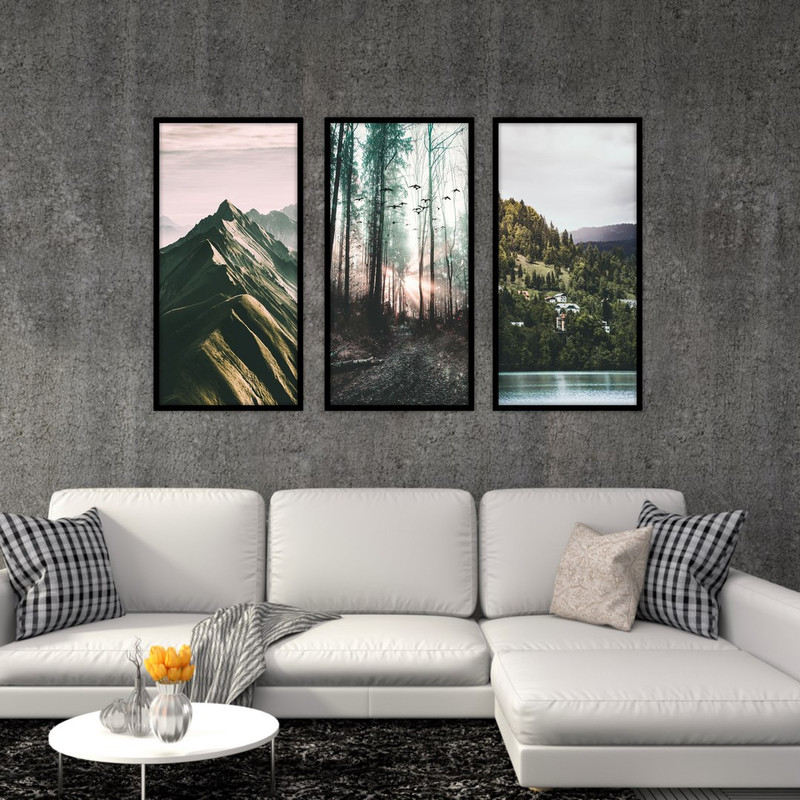 تابلو بکلیت طرح طبیعت جنگل مدل B-509 مجموعه 3 عددی