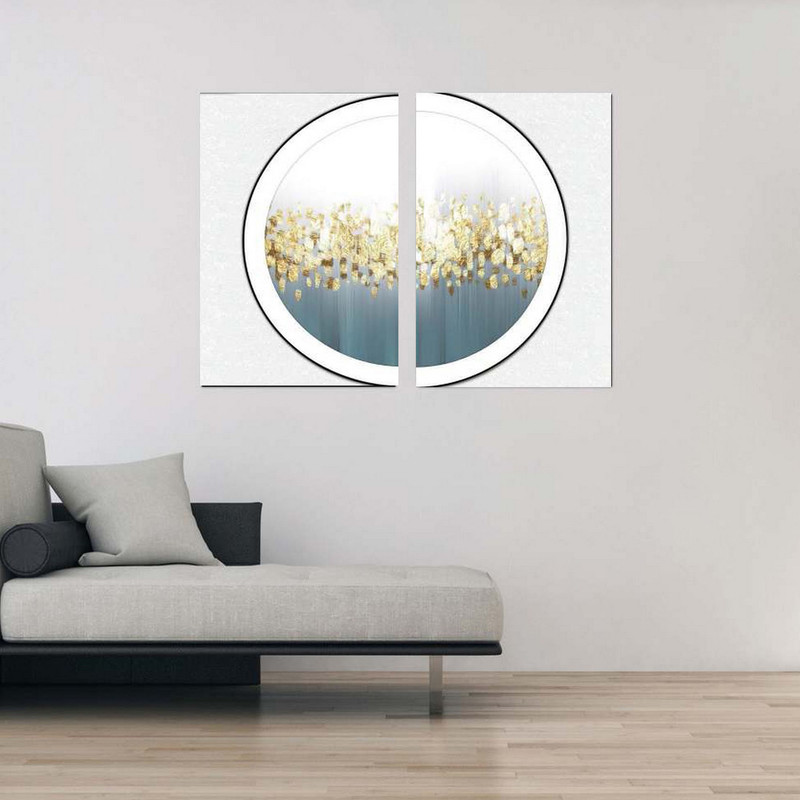 تابلو شاسی بکلیت طرح مدرن نیم دایره طلاکوب مدل SH-1865 مجموعه 2 عددی