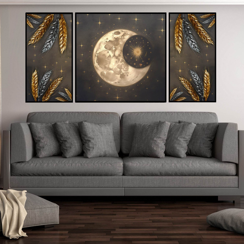 تابلو بکلیت طرح خوشه گندم و ماه مدل B-1542 مجموعه 3 عددی