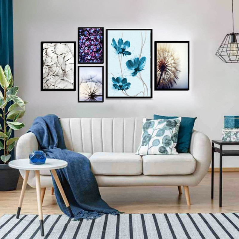 تابلو بکلیت طرح دکوراتیو نقاشی گل و قاصدک مدل B-314 مجموعه 5 عددی