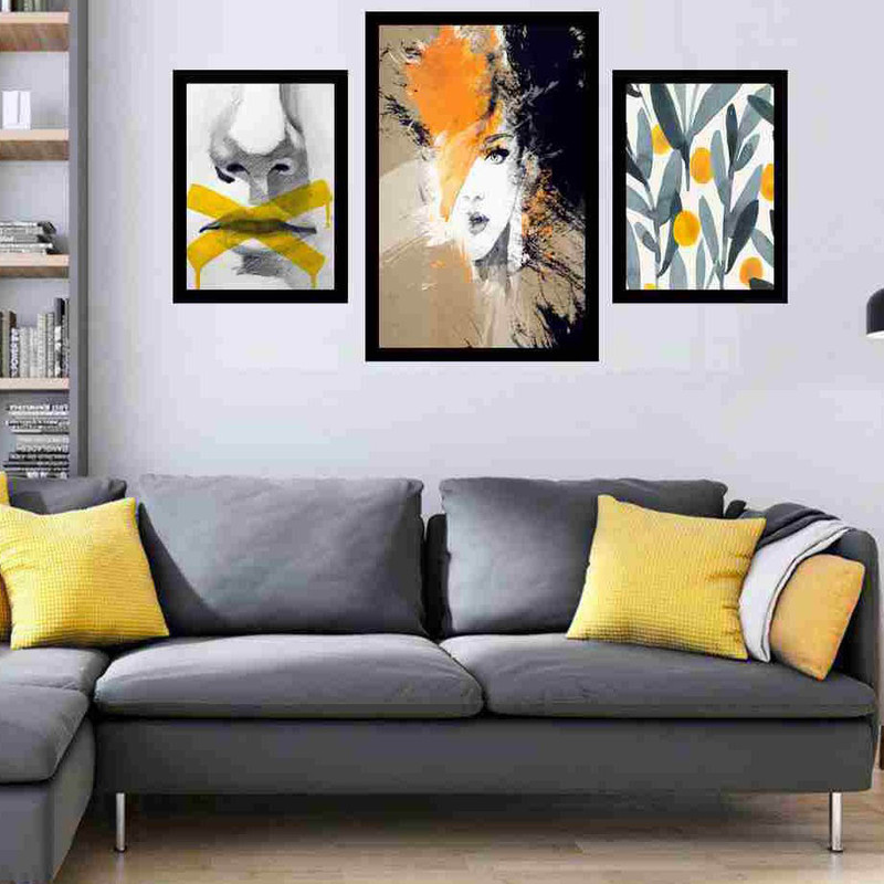 تابلو بکلیت طرح چهره و سکوت مدل دکوراتیو B-226  مجموعه 3 عددی