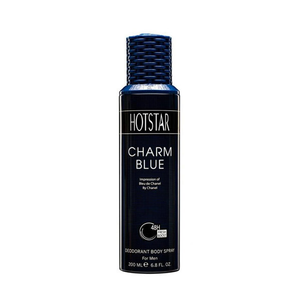 اسپری دئودورانت هات استار مردانه مدل Charm Blue (شنل بلو)