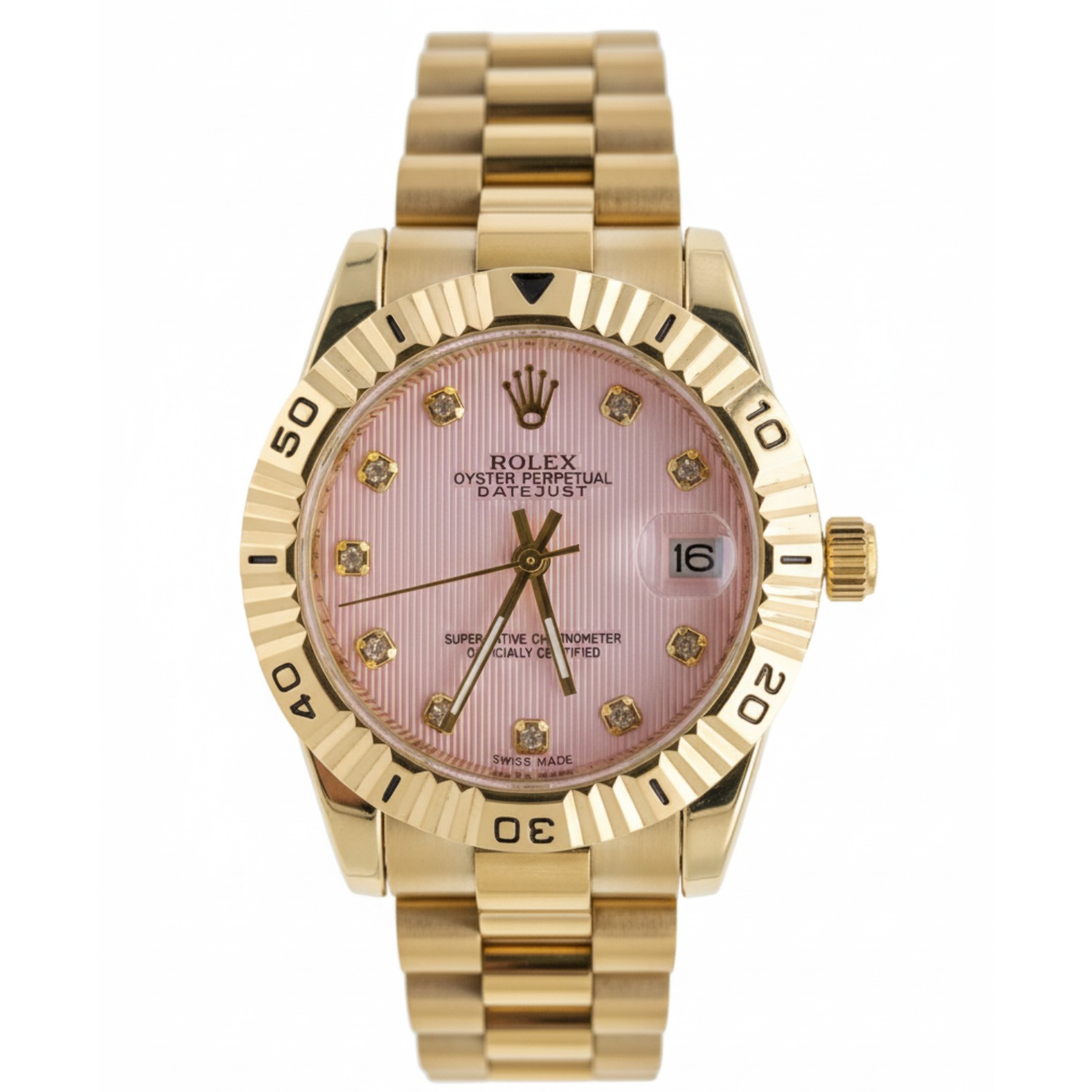 ساعت رولکس دیت جاست طلایی صفحه صورتی زنانه