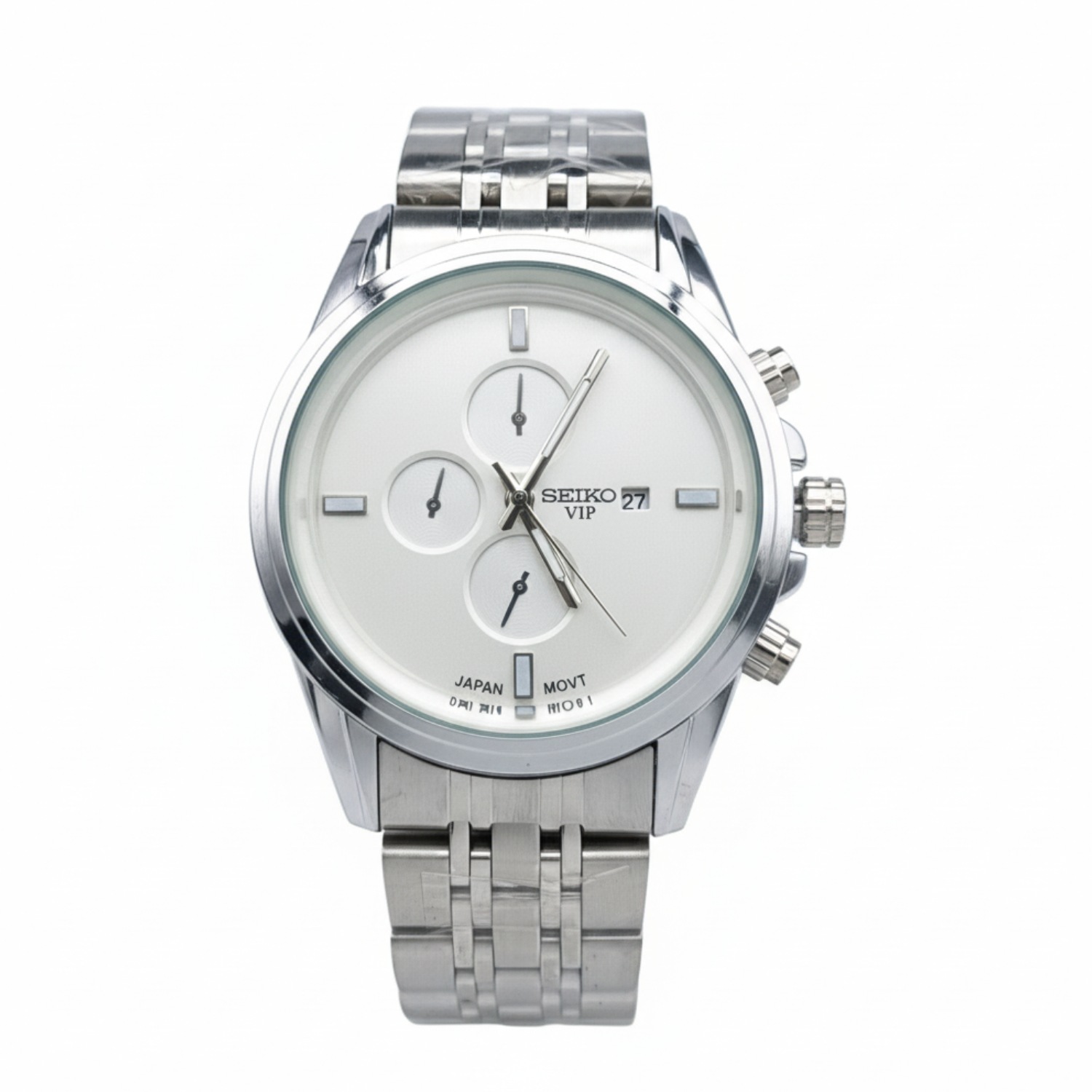 ساعت سیکو استیل صفحه سفید طرح سه موتور 2583 مردانه