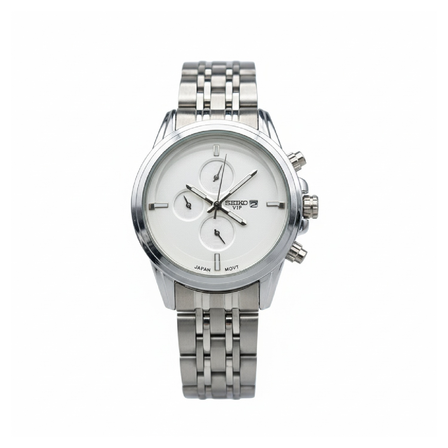 ساعت سیکو استیل صفحه سفید طرح سه موتور 2583 زنانه