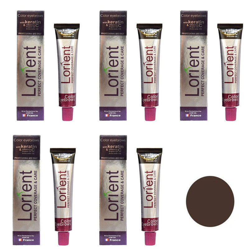 رنگ ابرو لورینت شماره 4 حجم 15 میلی لیتر رنگ قهوه ای دریاقی بسته 5 عددی