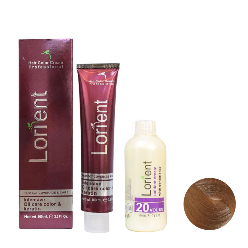 رنگ مو لورینت شماره 6.00 حجم 100 میلی لیتر رنگ بلوند تیره قوی به همراه اکسیدان شماره 1 شش درصدی حجم 125 میلی لیتر