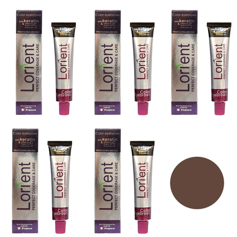 رنگ ابرو لورینت شماره 6 حجم 15 میلی لیتر رنگ قهوه ای دریاقی روشن بسته 5 عددی
