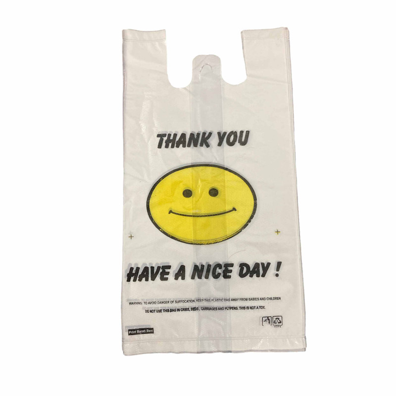 کیسه خرید مدل ضخیم دسته دار طرح لبخند C65 بسته 80 عددی