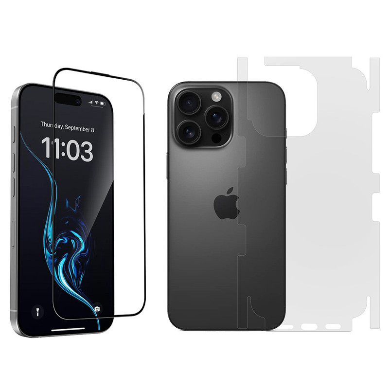 محافظ صفحه نمایش بادیگارد مدل HighGss مناسب برای گوشی موبایل اپل iPhone 16 Pro به همراه محافظ پشت گوشی