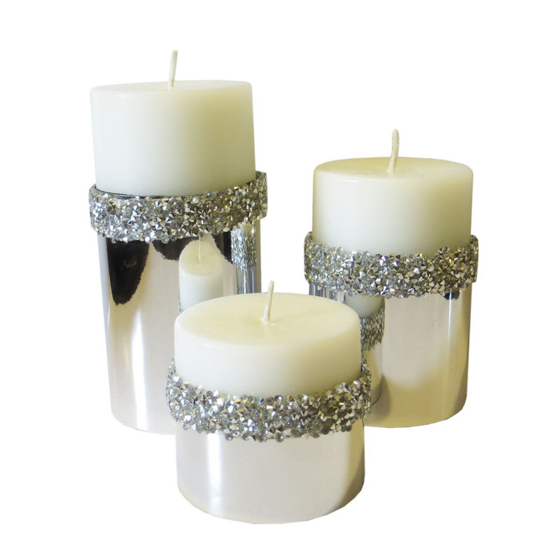 شمع استوانه طرح سنگی مجموعه 3 عددی