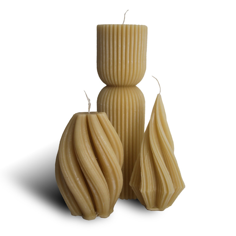 شمع دست ساز مدل موج دار مجموعه سه عددی