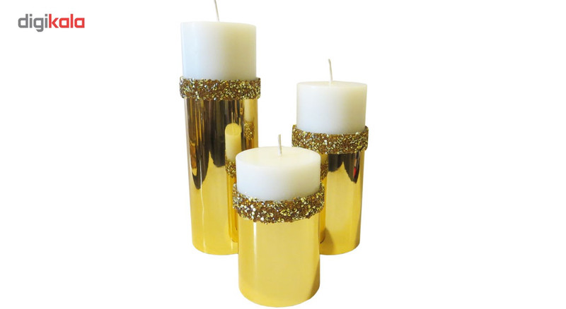 شمع استوانه 3 عددی طرح سنگی