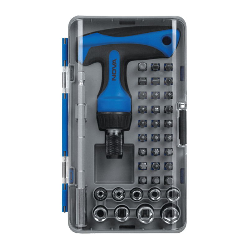 آچار بکس دسته تی نووا مدل 1355 مجموعه 38 عددی