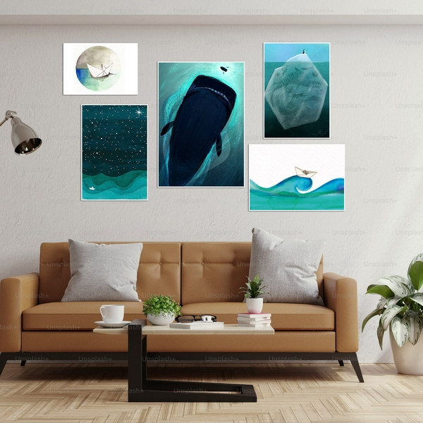 تابلو بکلیت طرح نقاشی مینیمال دکوری و مدرن مدل W-bu3828 مجموعه 5 عددی