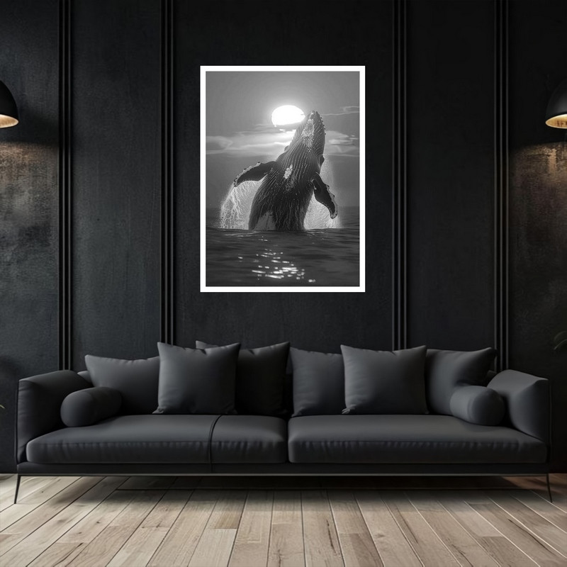 تابلو بکلیت طرح  دکوری هنری و مدرن  نهنگ و وال آبی مدل W-bu5366