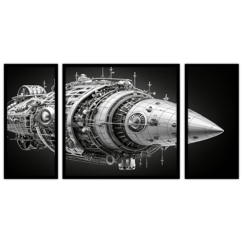 تابلو بکلیت طرح فناوری  موتور جت و هواپیما مدل B-bu3123 مجموعه 3 عددی