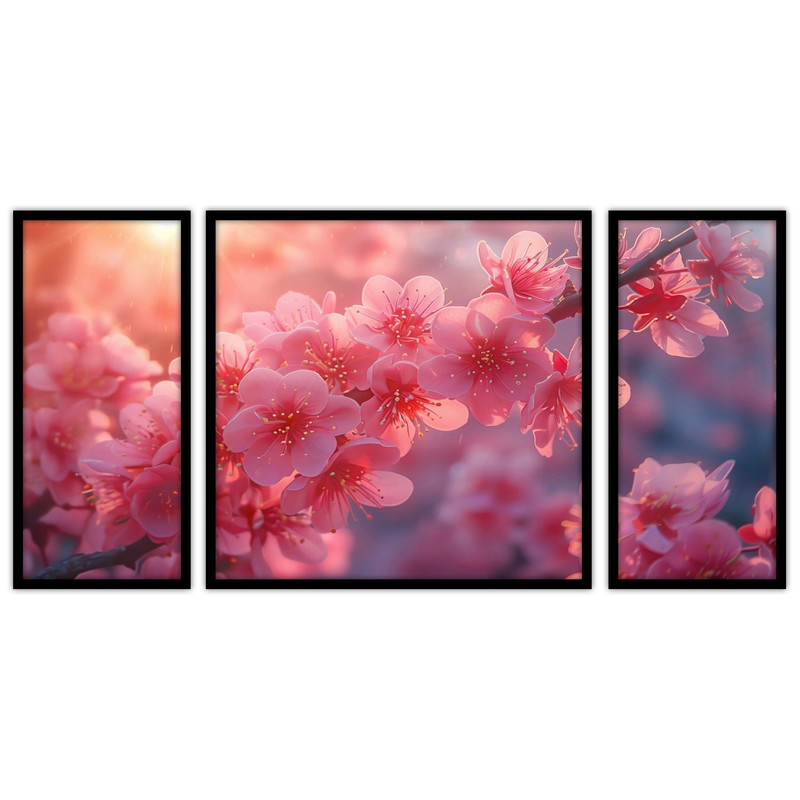 تابلو بکلیت طرح دکوراتیو و هنری گل مدل B-bu3200 مجموعه 3 عددی