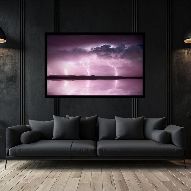 تابلو بکلیت طرح آسمان شب و رعد و برق مدل B-bu5243