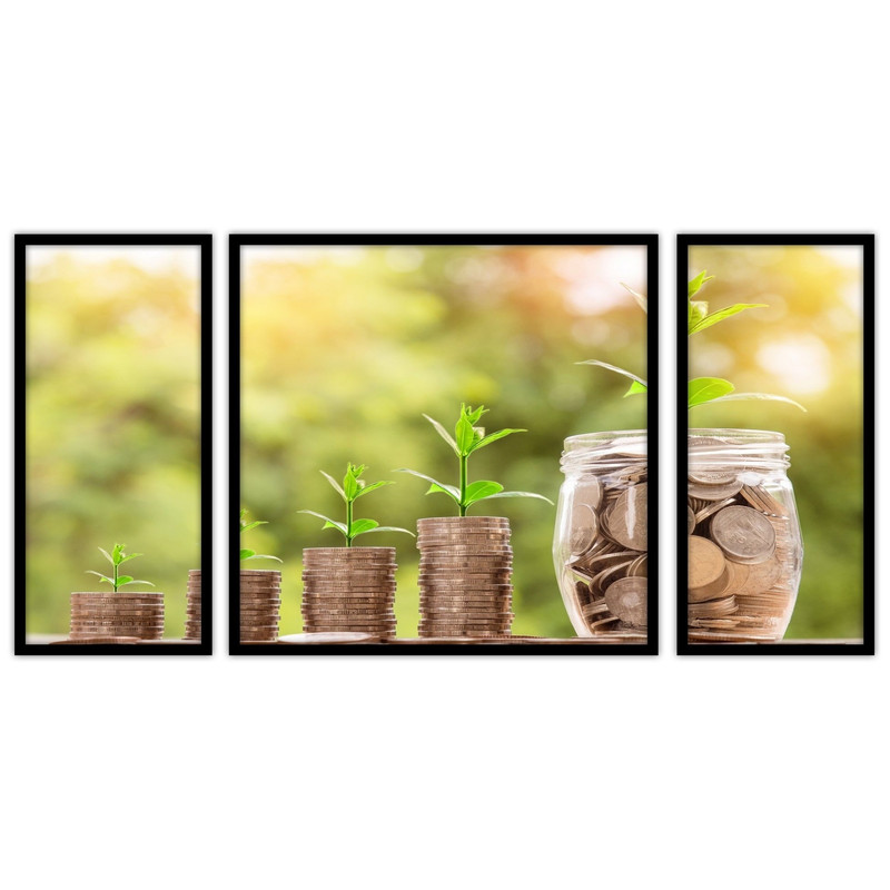 تابلو بکلیت طرح سکه و سرمایه گزاری مدل B-bu3541 مجموعه 3 عددی