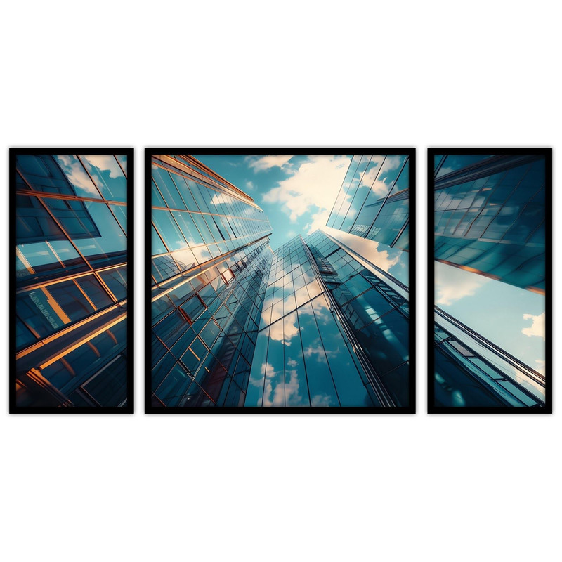 تابلو بکلیت طرح منظره شهری برج و ساختمان  مدل B-bu3069 مجموعه 3 عددی