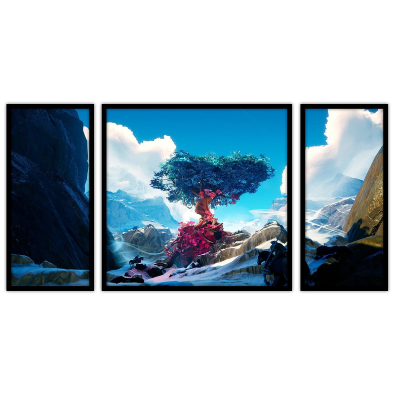 تابلو بکلیت طرح  هنری و دکوراتیو  تک درخت مدل B-bu3213 مجموعه 3 عددی