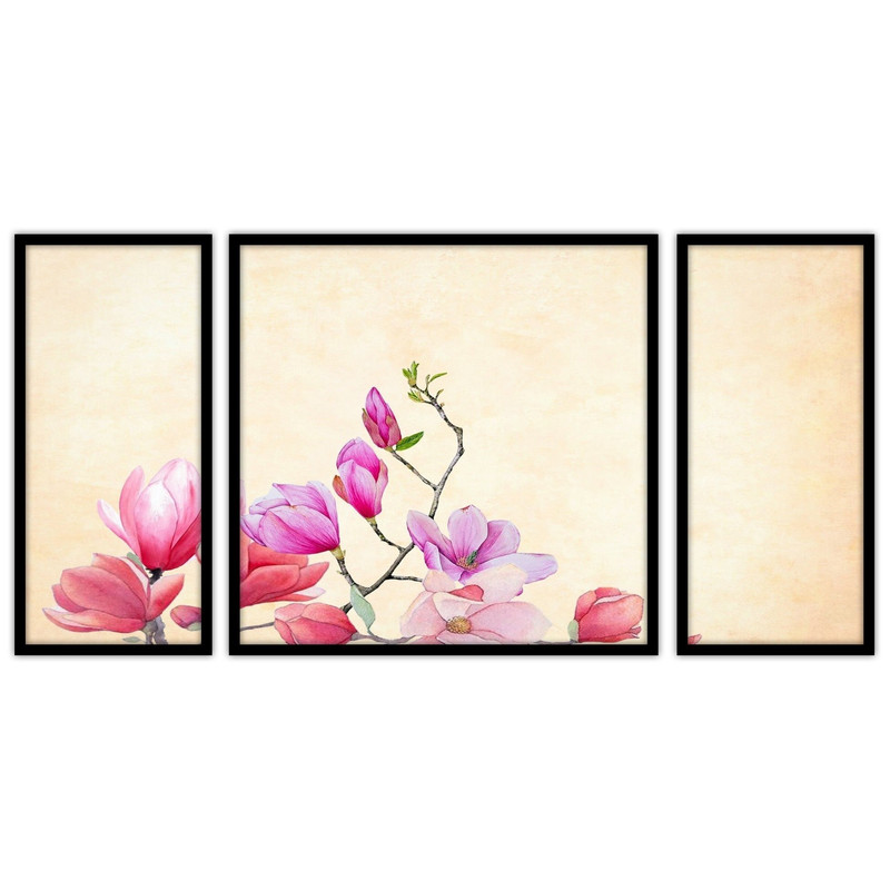 تابلو بکلیت طرح نقاشی هنری گل  مدل B-bu3222 مجموعه 3 عددی
