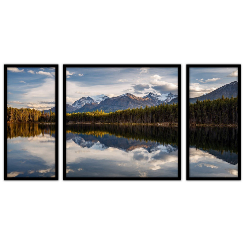 تابلو بکلیت طرح  منظره طبیعت و دریاچه مدل B-bu3282 مجموعه 3 عددی