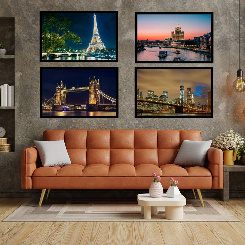 تابلو بکلیت طرح منظره شهری مدل B-bu3038 مجموعه 4 عددی