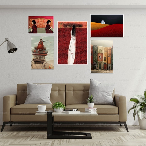 تابلو بکلیت طرح هنری و کلاسیک و فانتزی دکوری و مدرن مدل W-bu3829 مجموعه 5 عددی