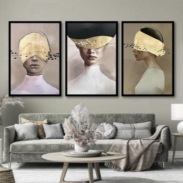 تابلو بکلیت طرح هنری کلاسیک و مدرن مدل B-bu3816 مجموعه 3 عددی