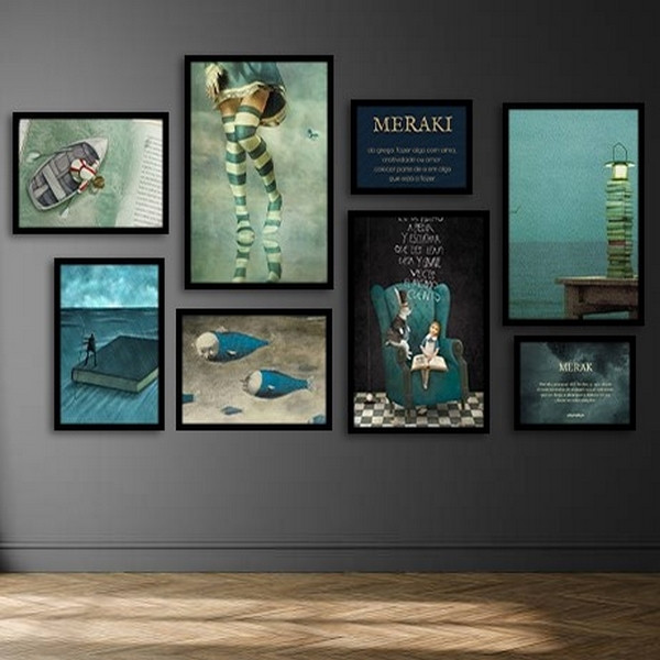 تابلو بکلیت طرح نقاشی مینیمال و دکوری و مدرن مدل B-bu3839 مجموعه 8 عددی