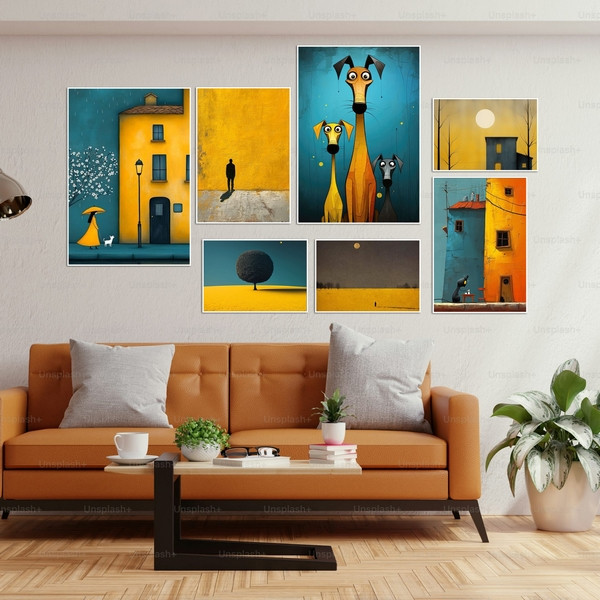 تابلو بکلیت طرح نقاشی هنری فانتزی و مدرن مدل W-bu3822 مجموعه 7 عددی