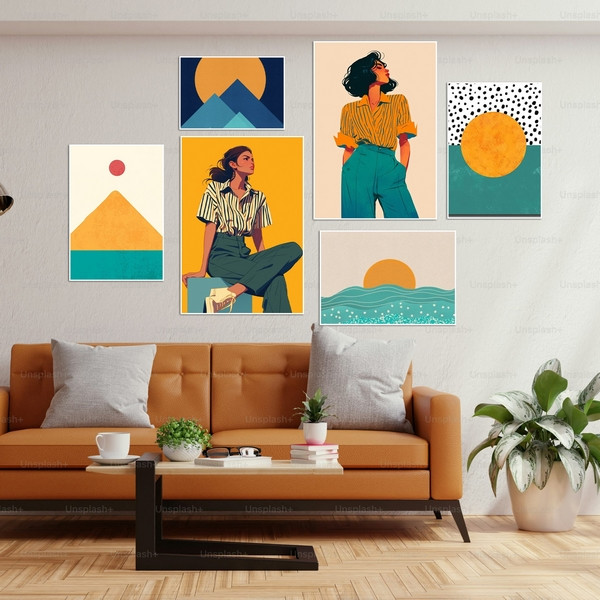 تابلو بکلیت طرح مینیمال دکوری و مدرن چهره دخترانه مدل W-bu3821 مجموعه 6 عددی