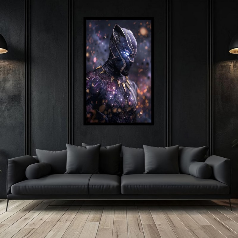 تابلو بکلیت طرح هنر دیجیتال شخصیت سینمایی بلک پنتر  گربه سیاه مدل B-bu2902